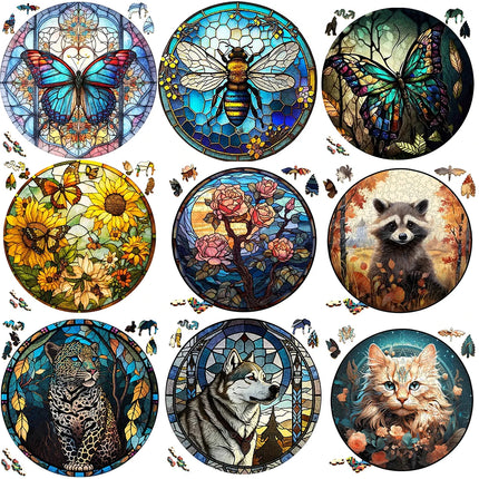Sunflower Butterfly Jigsaw Wood Puzzle, Difficult To Play Irregular Animal Fragment Puzzle, for Adults Relieve Stress  Gift