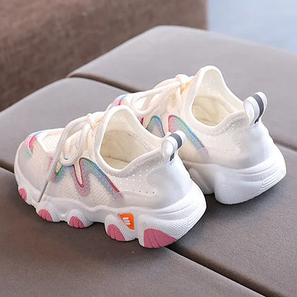 2022 Breathable Toddler Boy Sneakers Stretch Fabric Fashionable Baby Running Shoes Pink School Girl Sports Shoes Sneakers