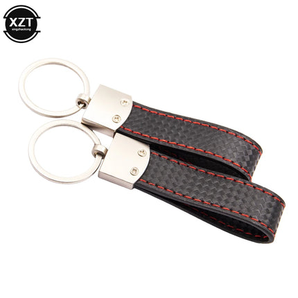 Fashion Black-red Leather Car Keychain Key Ring For Audi Sline RS VW R M AMG Rline GTI 3-color sports Key Chain Pendant