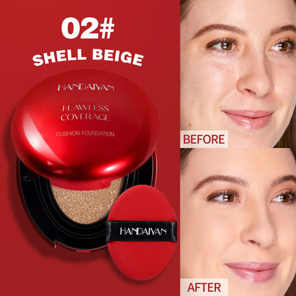 handaiyan Puff + Concealer Red Shell Foundation Natural Finish Brighten Skin Color Long Lasting Makeup Foundation