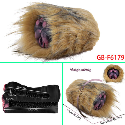 GEEBA Dual Channel Fantasy Furry Masturbation Sleeve For Men Pocket Pussy Silicone Male Masturbator In Fur Adult Sex Toys Supply