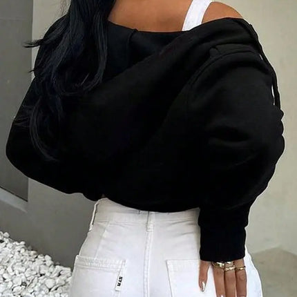 Women Casual Solid Color Short Hoodie New Autumn Winter Zipper Cardigan Hooded Sweatshirt Female Korean Thickened Warm Outerwear