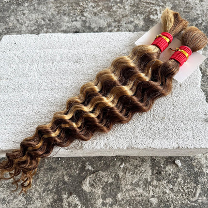 16-24inch Human Hair Bulk for Braiding Remy Hair Deep Wave Boho Braids Hair Bulk Extension Bobbi Hair for Women Wholesale