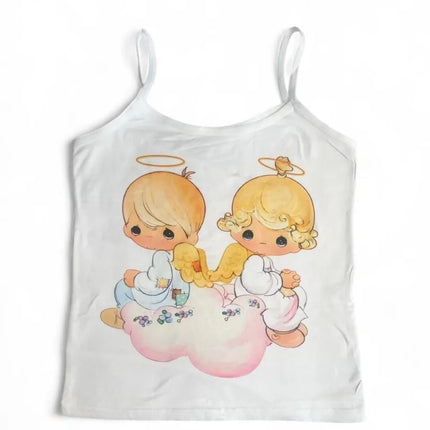 Harajuku Slim Vest Aesthetics Women Clothing Tank Tops Goth Y2k Print Tank Tops Vintage Punk Grunge Fairy Baby Tank Kawaii Girl