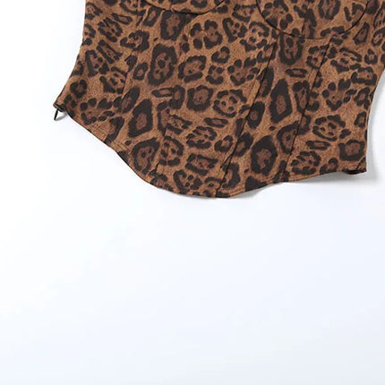 Weird Puss Leopard Print Corset Top Women Low-Neck Sexy Hottie Midnight Wild Coquette Hip Hop Trend Classic Street Strapless Vest
