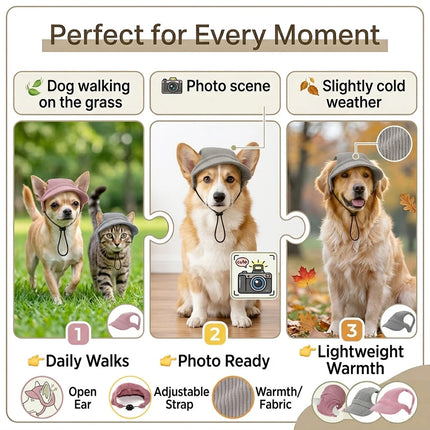 Large Dog Sunscreen Hat Pet Baseball Cap Outdoor Sports Cap with Ear Holes Adjustable Puppy Sun Protection Hats for Small Dogs