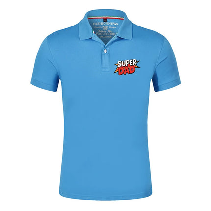 2025 Summer Men's super dad Logo Print 100% Cotton Men's Short Sleeved Polo Shirt Solid Color Fashion Daily Wear Top