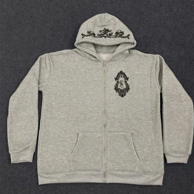 Autumn and winter new men's and women's zipper hooded sweatshirt can be worn externally Y2K simple daily versatile style