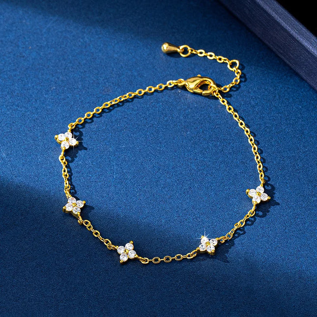 925 Sterling Silver Crystal Flower Bracelet for Women Girls New Personality Korean Chain Fashion Jewelry Accessories Party Gifts