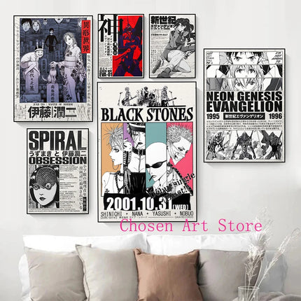90s Japanese Classic Anime Series Retro Poster Print Canvas Art Pictures Home for Living Room and Bedroom Wall Modern Decor