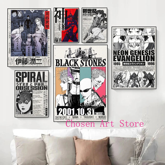 90s Japanese Classic Anime Series Retro Poster Print Canvas Art Pictures Home for Living Room and Bedroom Wall Modern Decor