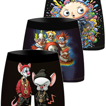 3Pcs Men Underwear Boxers Breathable Mens Boxershorts Men's Panties Underpants Cartoon Print Man Boxers Briefs Trunks