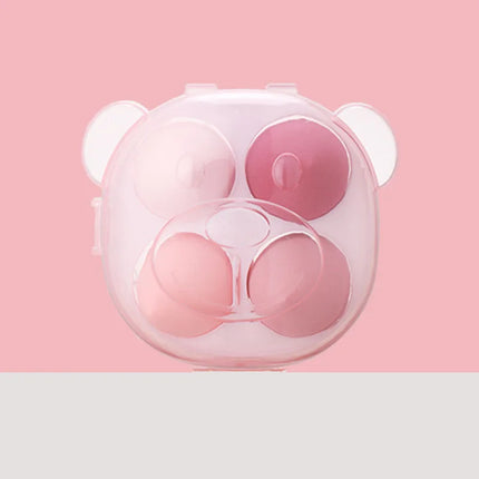 Ultra Soft Bear Beauty Blender 4pcs Set Makeup Sponge Dry Wet Use Water Activated Large Size Non-Powder Eating Puff