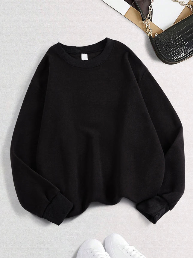 2026 Winter Womens Solid Hoodies Basic Warm Fleece Sweatshirt Soft Breathable O-Neck Pullover Casual Oversize Female Clothes