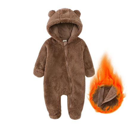 2026 Winter Thicken Fleece Newborn Baby Romper Soild Cotton Hoodies Infant Girl Onesie Toddler Boy Jumpsuits Warm Casual Outfits