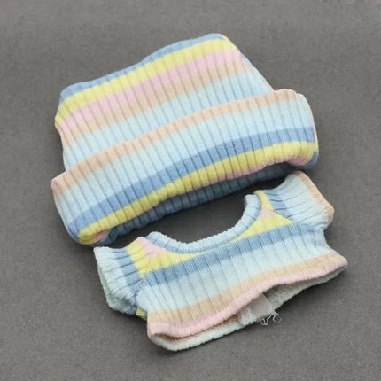 Sweater Set For 15/17cm Ropa Labubu Doll Clothes Match Knitted Hat T-shirt Dopamine Color Matching Fashion Design