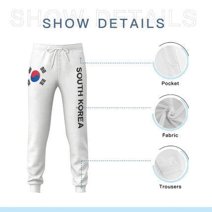 Mens Sweatpants South Korea Flag Pants with Pockets Joggers Soccer Football Multifunction Sports Sweat With Drawstring