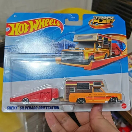 New Hot Wheels Pressure Cast Alloy Car Volv O 240 Drift Camper Transport Trailer Track Fleet Hyt56 Simulation Hobby Model Gift