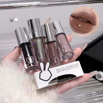 NEW Water Glazed Mirror Lip Gloss Makeup Crystal Nude Jelly Moisturizing Lip Glaze Long Lasting Black Liquid Lipstick Cosmetics