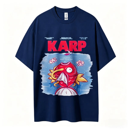 Trendy Harajuku Pokemon Magikarp KARP Graphic Print Cotton Crewneck Oversize Unisex Cool Funny Vintage Cartoon Streetwear Tees