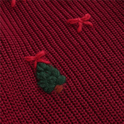 Newborn Baby Girl Boy Knitted Long Sleeve Autumn Winter Christmas Sweater Tree Embroidery Pullover Casual Tops Kids Clothes