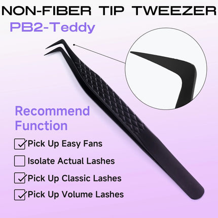 Fiber Tip Lash Extension Tweezer, Titanium Black Eyelash Nano Tip Tweezer for Lash Tech Supplier