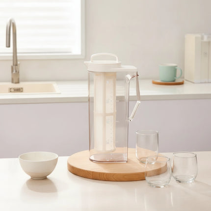 Refrigerator Pitcher with Infuser Slim Infusion Pitcher with Filter Carafe with Lid Clear Water Jug Graduated for Families