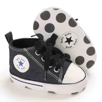 Baby Canvas Classic Sports Sneakers Newborn Baby Boys Girls Print Star First Walkers Shoes Infant Toddler Anti-slip Baby Shoes