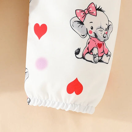 Baby Girl Set Newborn Clothes Cartoon Elephant Printed Onesie Long Sleeve Onesies Elastic Waist Pants Infant Outfits 0-18 Months