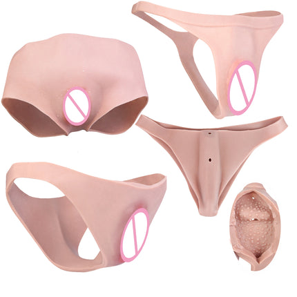 FAAK Silicone Crossdresser Thong Panty Camel Toe Hiding Gaff Shaping Brief Insertable Sexy Fake Pussy Vagina Underwear