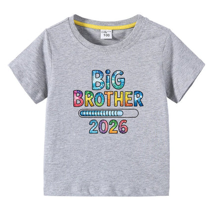 Children's T-shirts 2026 New Design Original Letter Kids Fasion Tops Big Brother Printed Boys Pure Cotton Tees Kids O-Neck Tops