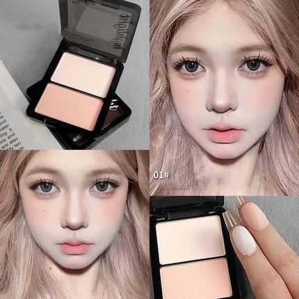 Two Color Highlight & Eye Shadow Powder Delicate, Natural, Lightweight, Matte Finish Eyeshadow Soft Focus Makeup Brightening