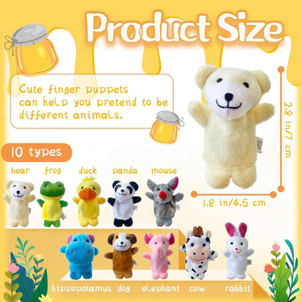 10pcs Finger Puppets Plush Cute Animal Finger Puppets Mini Plush Finger Puppets Toy for Boy Girl Party Favors Shows Gift Filling