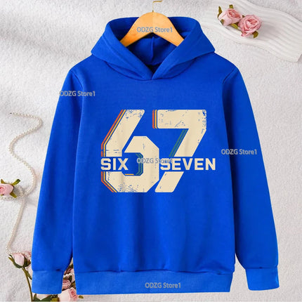 Autumn Winter Six Seven Cool Concise Print Kid Hoodies Fashion Boys Girls Long Sleeved Hooded Casual Warmer Children's Pullovers