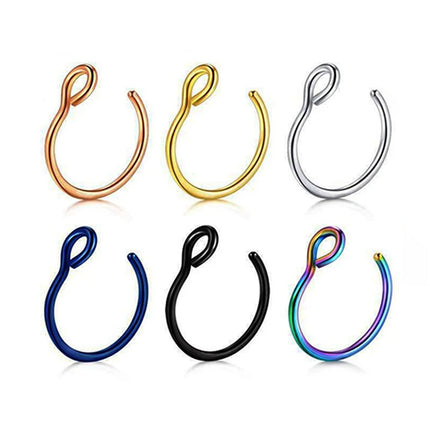 Fake Nose Ring Faux Piercing Jewelry 8Mm Fake Nose Ring Hoop For Faux Lip Septum Nose Ring Set Fake Lip Ring Lip Nail New