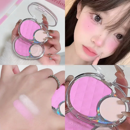 Whitening Shine Duo Blush Palette Velvet Mist Blusher Highlighter Palette Matte & Pearlescent Glitter Cheek Contour Shadow