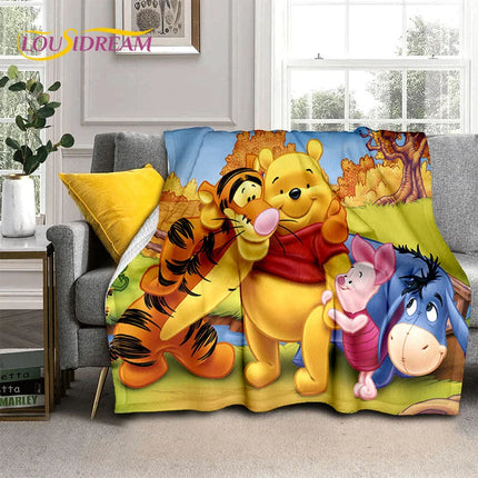 Cute Winnie Pooh Bear Cartoon Soft Flannel Blanket for Bed Bedroom Sofa Picnic,Throw Blanket for Outdoors Leisure Gift Kid Cover