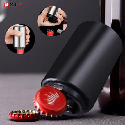 Magnetic Automatic Beer Bottle Opener Portable Push Down Beer Corkscrew Quick Bottle Cap Opener for Bars Home Beer Bottle Opener