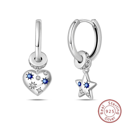 Real 925 Sterling Silver Star Earrings For Women Sparkling Zircon Ear Studs Luxury Fine Engagement Wedding Jewelry Gift For Girl