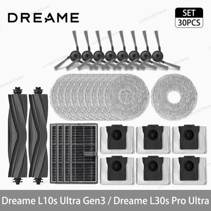 Dreame L10s Ultra Gen3 / L30s Pro Ultra Robot Vacuum Cleaner Accessories Main Side Brush Mop Cloth Hepa Filter Dust Bag Spare