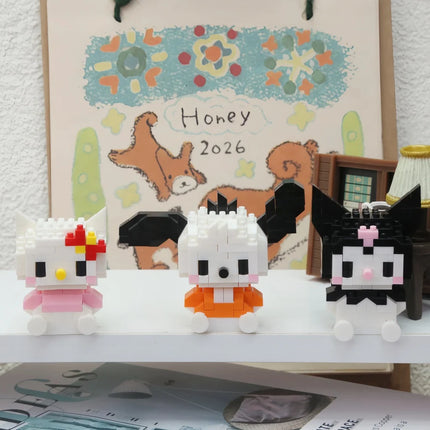 99 style SANRIO Hello Kitty Building Blocks Cartoon Figures Kuromi Bricks My Melody Children's Assembly Toys Cinnamoroll Gift