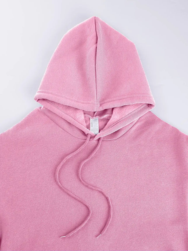 Basic Winter Womens Solid Hoodies Strecth Fleece Comfortable Sweatshirts Loose Pocket Warm Clothes New Street Female Pullover