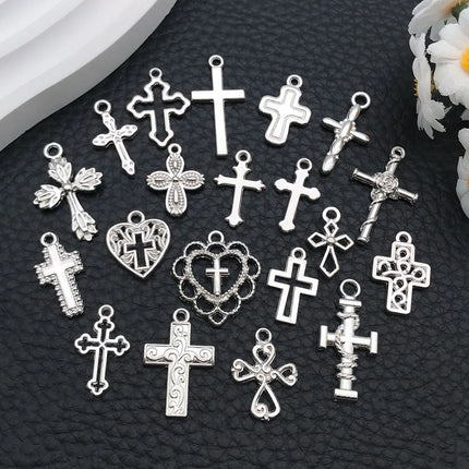 20/100 Styles Antique Silver Crosses - Perfect for Handmade Jewelry like Necklaces, Bracelets & Earrings"