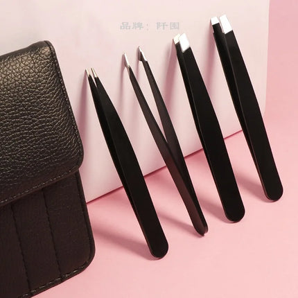 4Pcs/Set Professional Eyebrow Tweezers Eyebrow Hair Removal Clip Makeup Sets Eyelash Extension Eyelash Tweezers Beauty