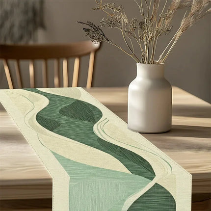 Nordic Style 2D Flat Printed Linen Table Runner Abstract Leaves Table And Kitchen Linens Home Decor Items Party Home Decor