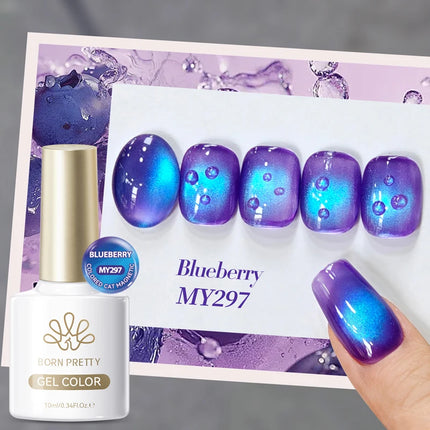 BORN PRETTY 10ml Blueberry Cat Magnetic Gel Nail Polish Summer Fruit Series Green Blue Purple Gel Nails Supplies Manicure