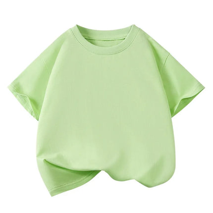 1pcs Summer Pure Cotton Boys Girl Solid Color Tees Fashion Top Childrens Short Sleeve Clothes T-shirts Child Loose Casual Tshirt