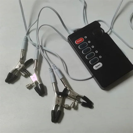 Metal Nipples Clamps Electric Shock Breast Stimulation Massage Clitoris Labia Labium Clips Adult Games Sex Toys for Women Men