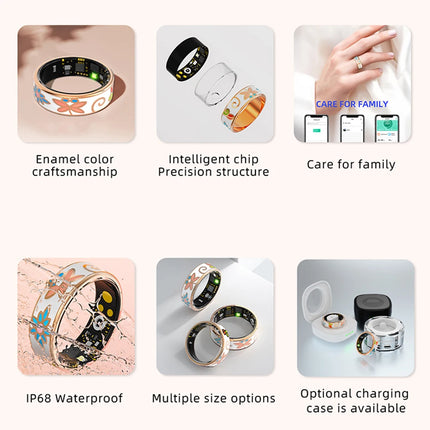 R18 Luxury Color Enamel Stainless Steel Women Smart Ring Stylish Fitness Tracker Female Lady Smart Rings Cute IP68 Waterproof