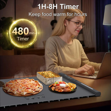 Electric Warming Tray Food Warmer Mat Foldable Table Plate Warmer Food Fast Heating Portable Electric Warming Tray 8 Tem Setting